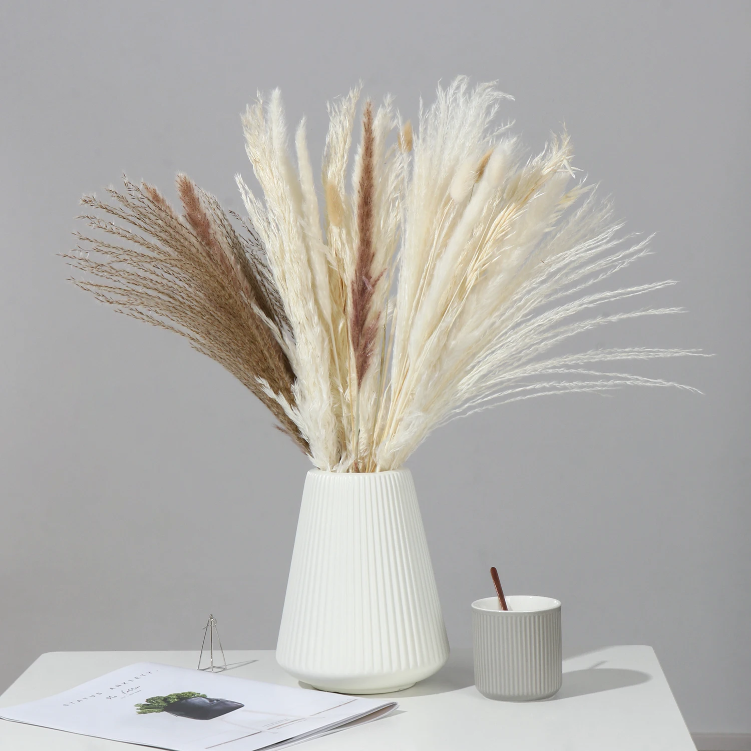 

30pcs Natural Dried Pampas Grass Bunny Tails Reed Grass Decor Home Arrangement Dried Flower Bouquet for Wedding Party Decoration