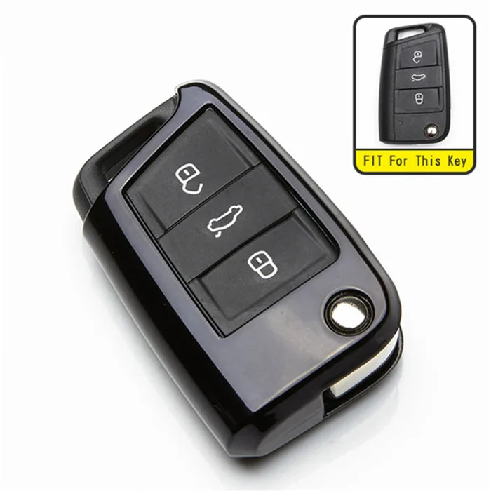 Black ТПУ автомобильный чехол для ключей для Skoda Octavia 2 Fabia 3 Rapid Karoq Kodiaq Superb чехол для защиты ключей брелок Стайлинг - Название цвета: Black