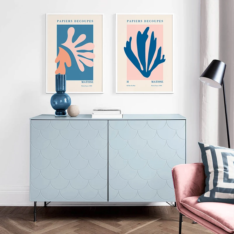 

Vintage Matisse Cutout Blue Style Abstract Poster Canvas Print Wall Art Painting Nordic Home Decoration Picture For Living Room