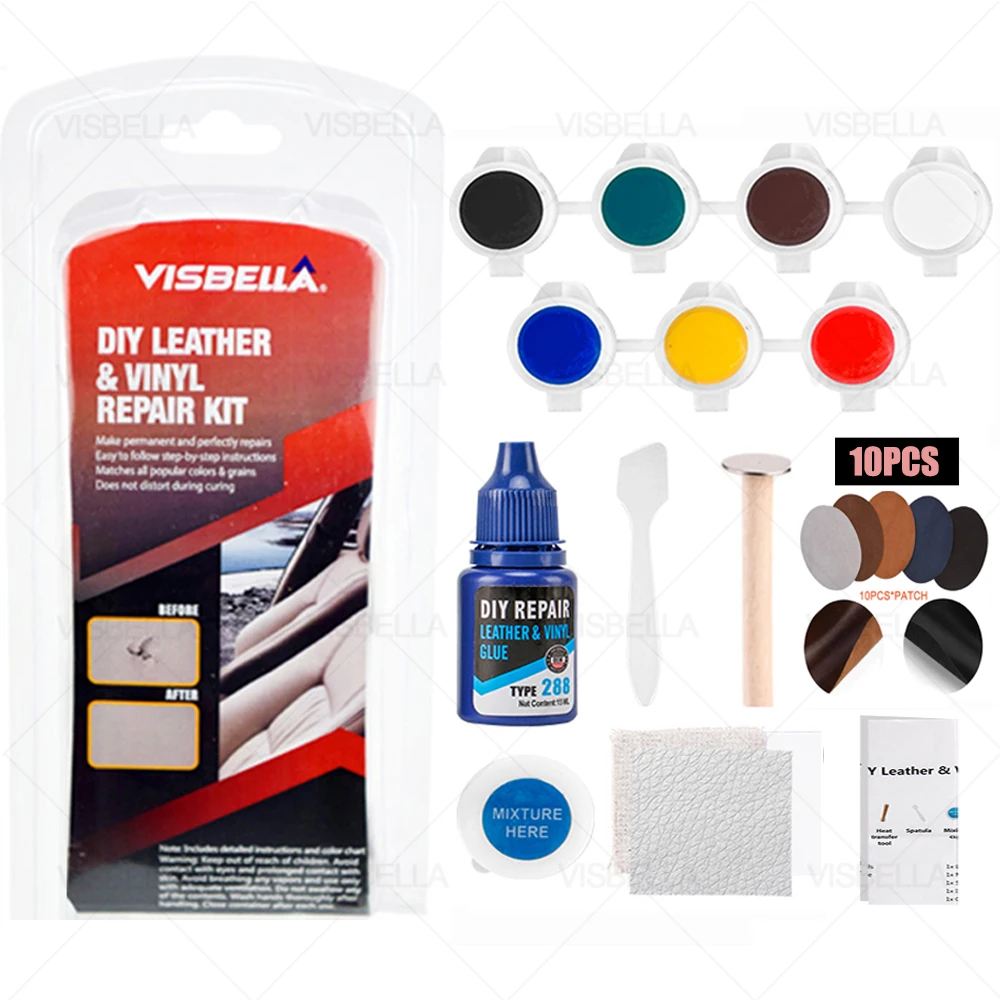 Visbella DIY Leather Vinyl Repair Kit Setadhesive Auto Car Seat Sofa Coats Holes Scratch Cracks Rips with 10pcs Patch Sealers
Visbella DIY Leather Vinyl Repair Kit Setadhesive Auto Car Seat Sofa Coats Holes Scratch Cracks Rips with 10pcs Patch Sealers