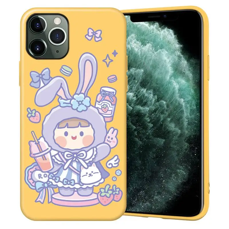 

Trendy Funny GirlS Phone Case For Iphone Case Yellow Soft Silicone Phone Case For 7 8 Plus X XS 11 SE 2020