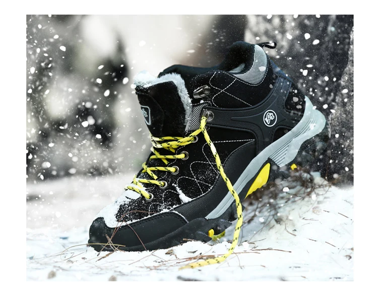 JUNJARM New Men Boots Winter With Fur Warm Snow Boots Men Winter Boots Work Shoes Men Footwear Fashion Rubber Ankle Shoes