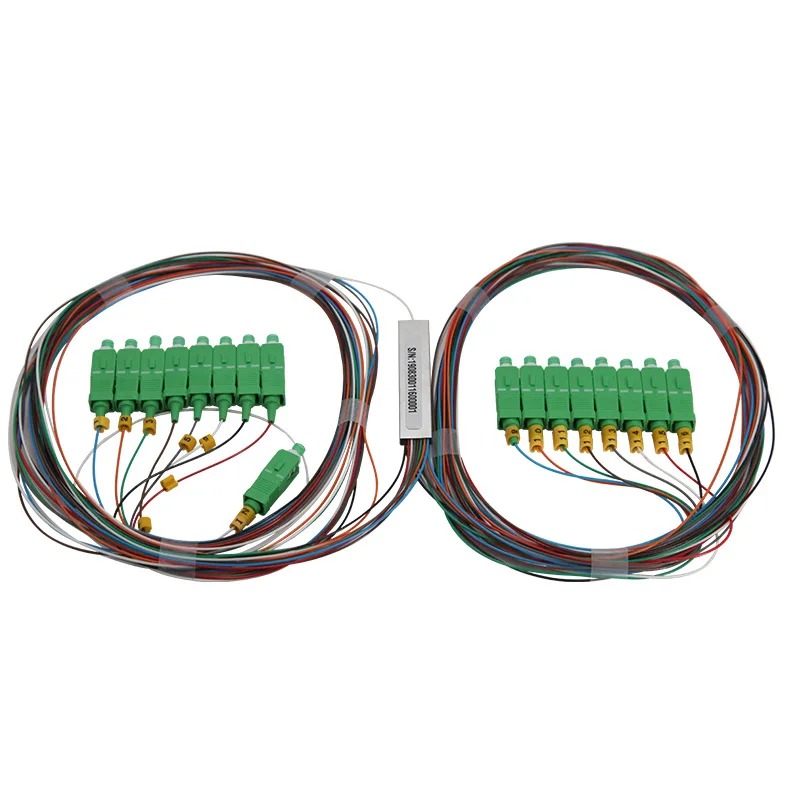 10pcs SC APC PLC 1X8 splitter Fiber Optical Splitter FTTH PLC Splitter  with 1X8 Planar waveguide type Optical splitter
