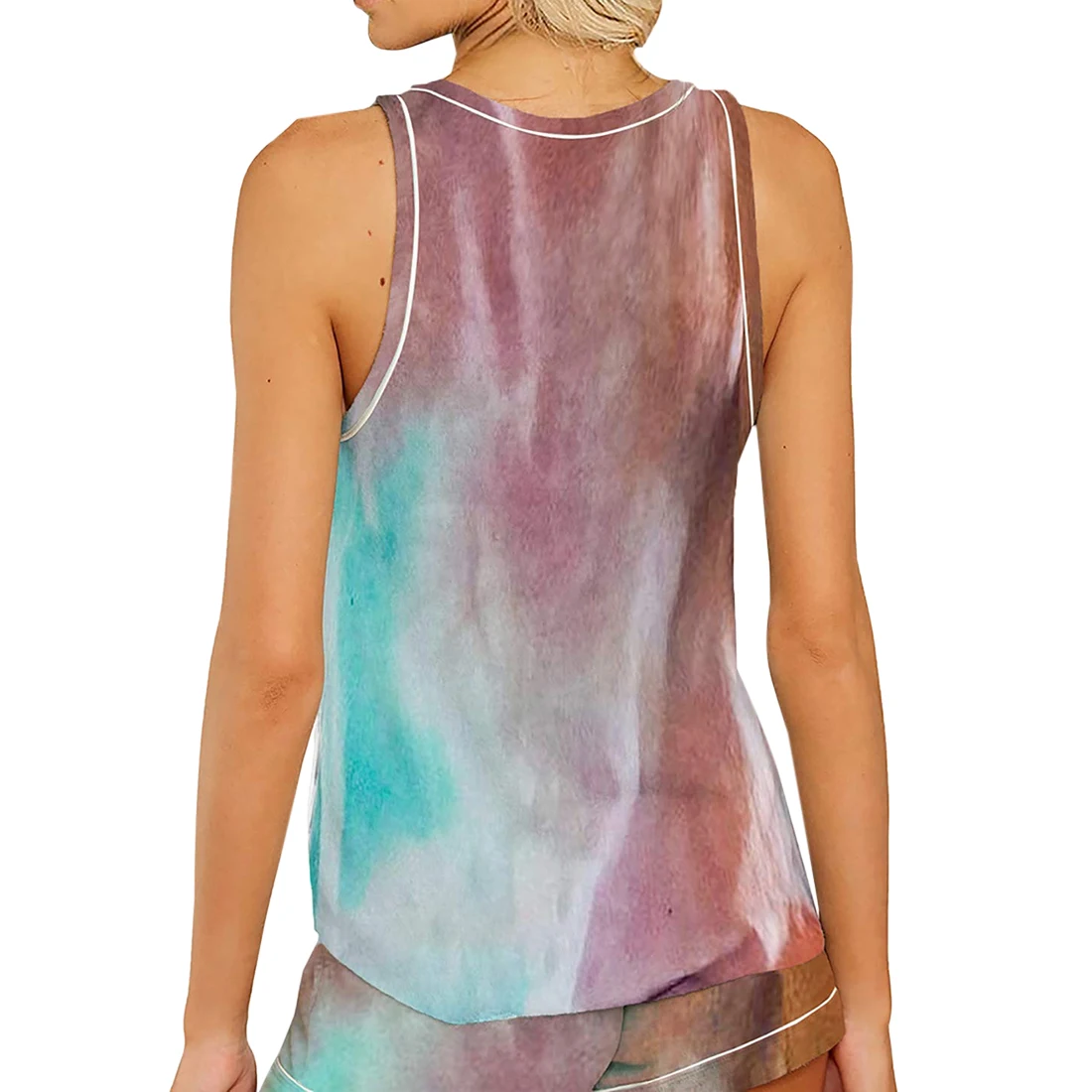 

2020 Hot Summer Womens Tie Dye Printed Leopard Short Pajamas Set Sleeveless Set Casual Loungewear Nightwear Sleepwear Women