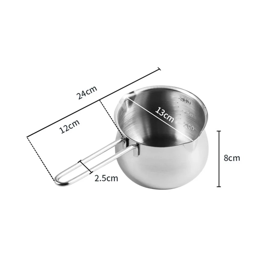 

304 Stainless Steel Milk Pan With Scale Butter Syrup Cheese Baking Chocolate Melting Heating Pot With Mouth Sauce Pot Milk Pot