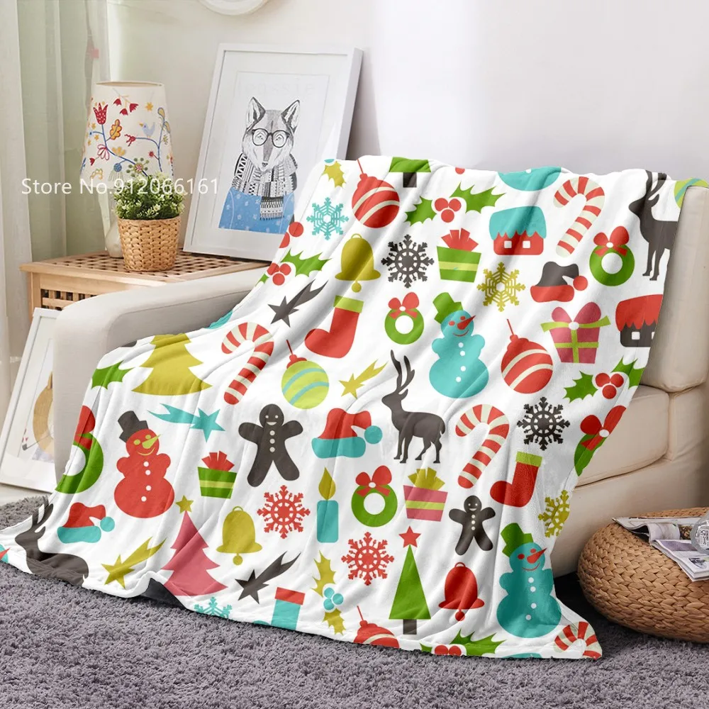 

Merry Christmas Flannel Blanket Happy New Year Throw Blanket Holiday Festival Throw Blanket For Kids Gift Sleeping Cover