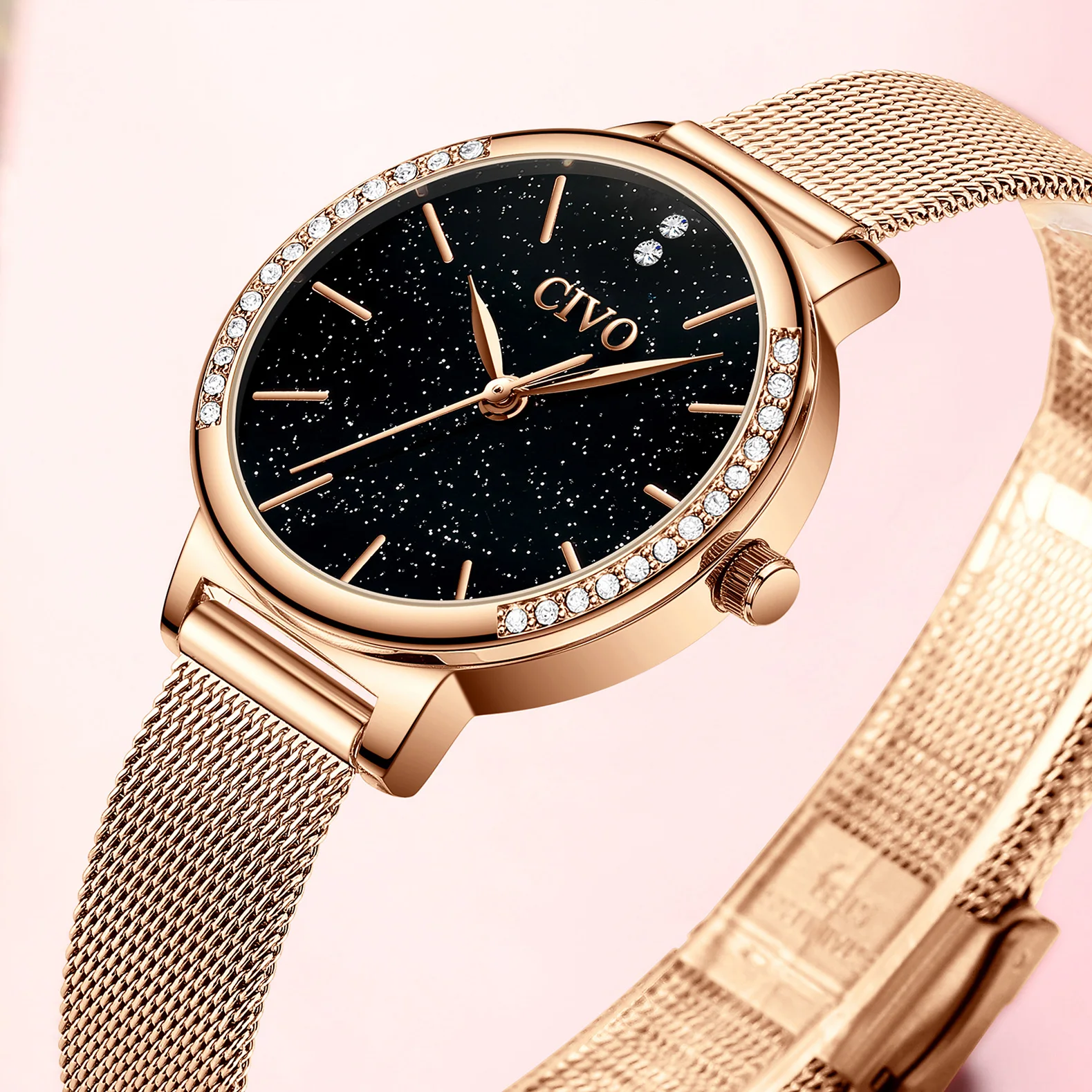 Женские кварцевые часы с сетчатым браслетом водонепроницаемые 8115 | Наручные