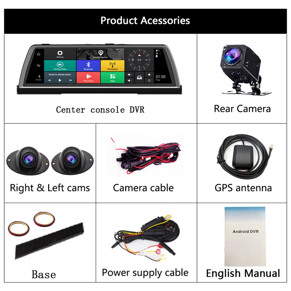 WHEXUNE 4CH камеры Автомобильный видеорегистратор FHD видео рекордер 1" Android 5,1 gps Navi центральная консоль ADAS Wifi видеорегистратор 360 градусов панорамный