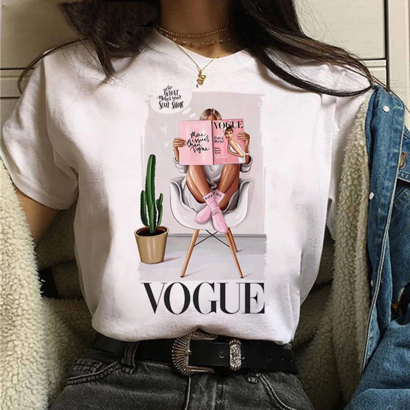 

Vogue T Shirt Harajuku Women Ullzang Short Sleeves T-shirt Aesthetic Graphic Tshirt 90s Fashion Casual White Top Tees Female