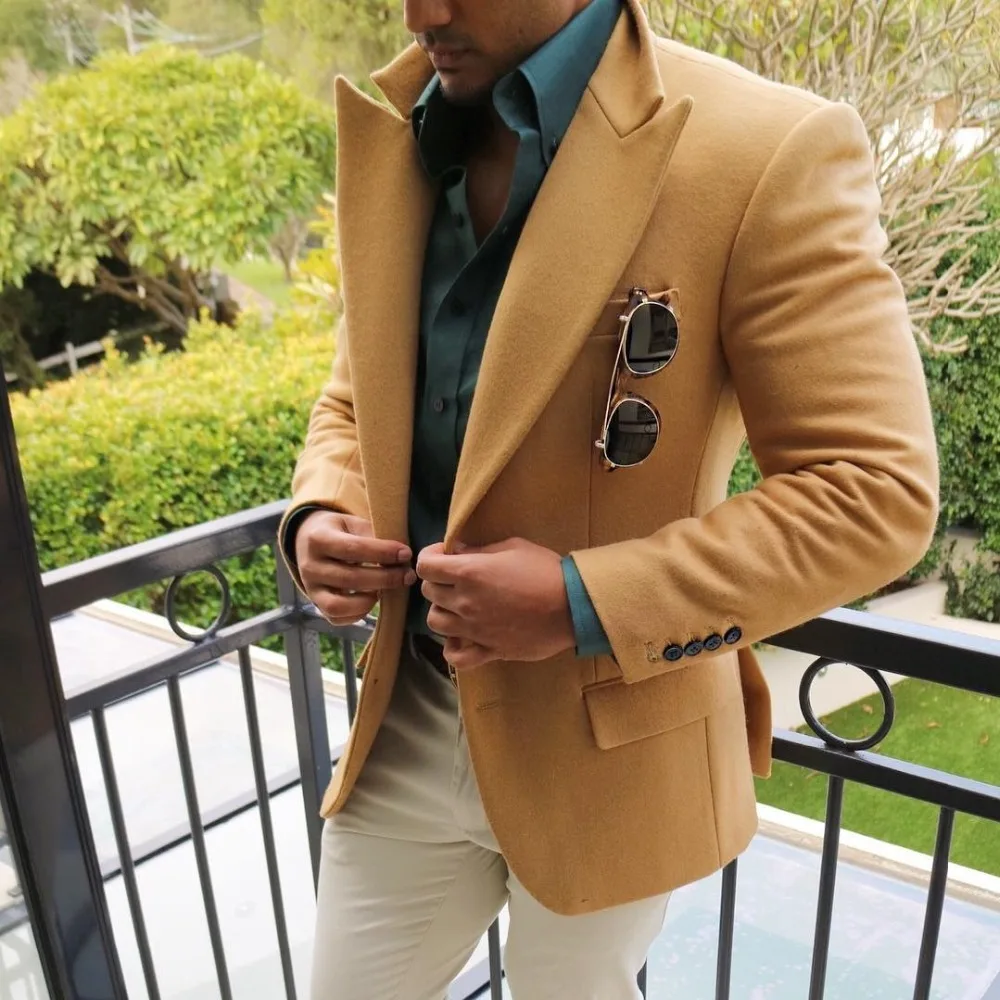 2020 коричневый пиджак для мужчин отдыха шерсть твид балзер формальный нотч с