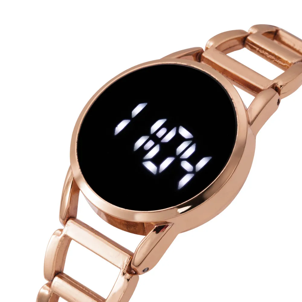 

Led Digital Watch For Women Rose Gold Stainless Steel Women'S Electronic Watches Luxury Top Brand Wristwatch Ladies Dress Clock