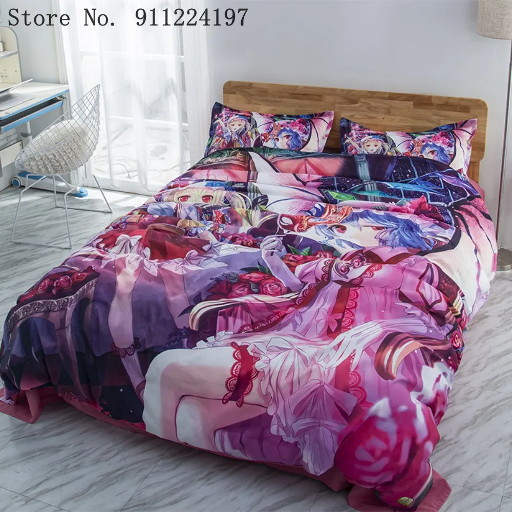 Japanese anime 3pcs duvet cover sets cute girls Quilt 3D king queen size single Double bedclothes cartoon Bedding | Дом и сад