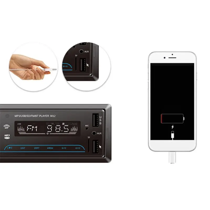 

Auto MP3 Music Player Car Bluetooth Hands-free Calling Support TF Card SD FM AUX USB Fast Charging Motor Car Player