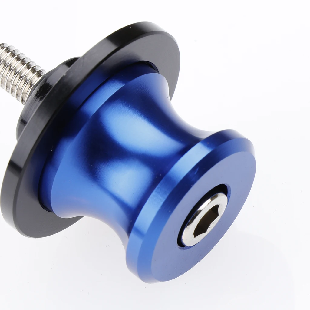 

2 Pcs. Motorcycle 6mm Stand Mounted Swingarm Spools Slider Swing Arm CNC Aluminum, Universal, Blue