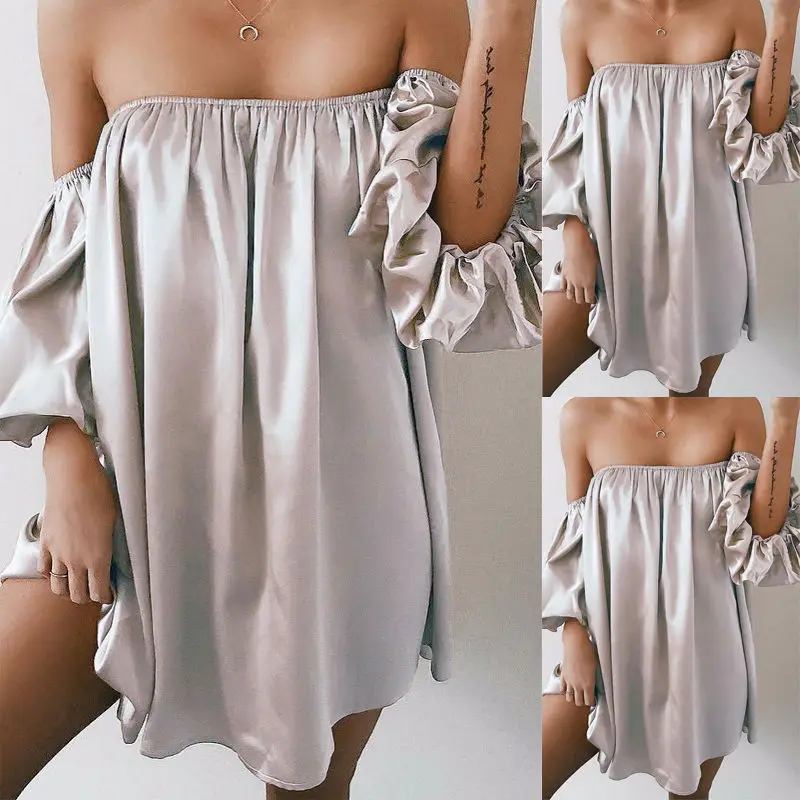 Женское пикантное летнее свободное повседневное мини платье с коротким рукавом