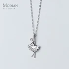 Женское классическое ожерелье Modian с кулоном в виде балетной феи, регулируемое ожерелье из стерлингового серебра 925 пробы, изящная Подарочная бижутерия