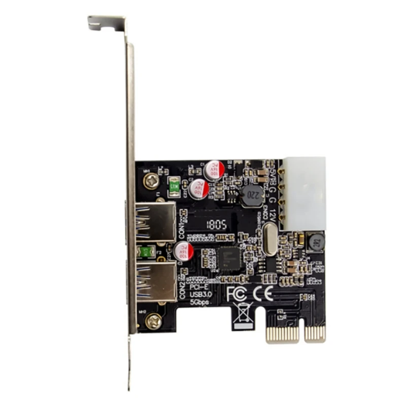 

PCI-E NEC720202 Dual Port USB 3.0 Super High Speed Thermal Control Expansion Card TYPE A Adapter Card for PC