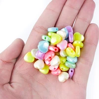 50pcslot candy color ab heart shape acrylic beads loose spacer beads for diy jewelry making charm bracelet necklace accessories
