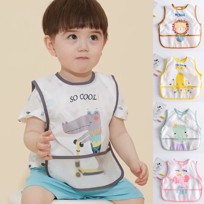 

2021 Baby Bibs Newborn Accessories Toddler Boy Girl Sleeveless Waterproof Feeding Bib Infant Apron Baberos Bebe Impermeables