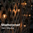 Уличная светодиодная гирлянсветильник с лампочками-шарами, нарусветильник декоративный шнурок с лампочками для внутреннего дворика, с защитой от ударов, s, фута, 16 м