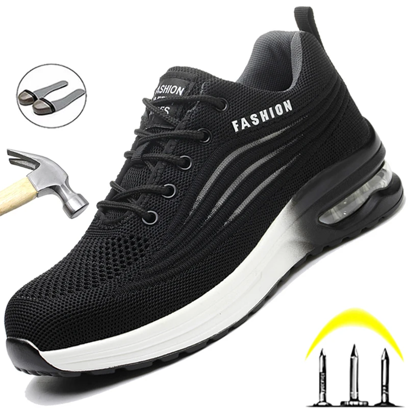 High Quality Work Safety Shoes Fashion Work Sneakers Men Shoes Steel Toe Shoes Puncture-Proof Work Shoes Men Security Boots Pop