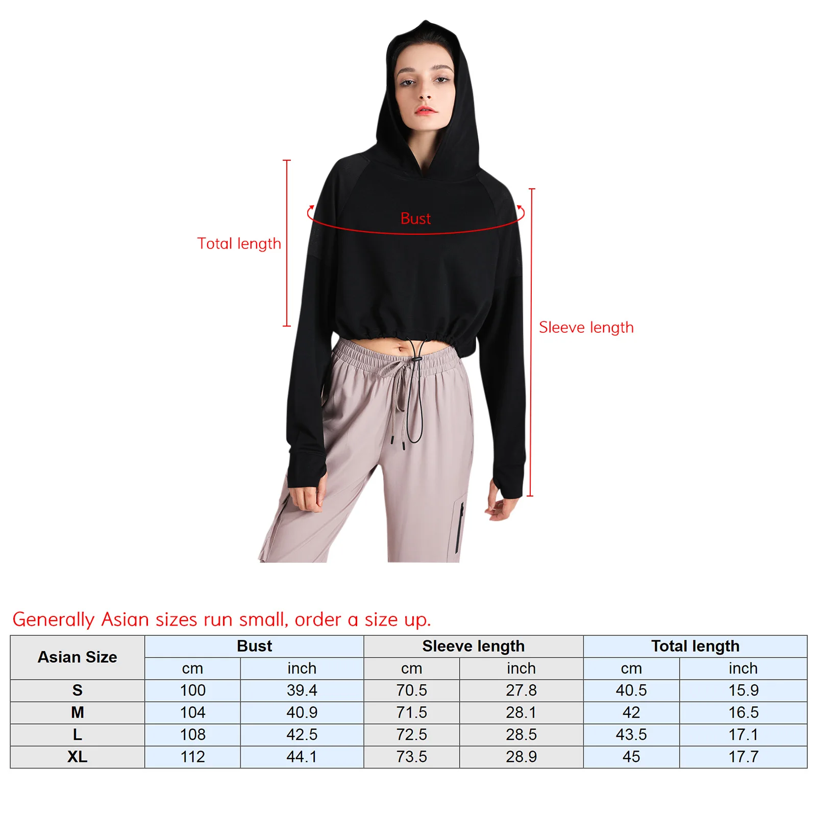 

Autumn Women's Hoodie Crop Top Woman Sweatshirt Solid Long Sleeve Drawstring Casual Jumper Female Clothes Fashion Pullover Tops