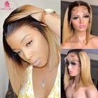 Парик Malaika Омбре 1b30 цветной боб парик розовые кружевные передние человеческие волосы парики для черных женщин короткий шелковистый прямой парик средней части