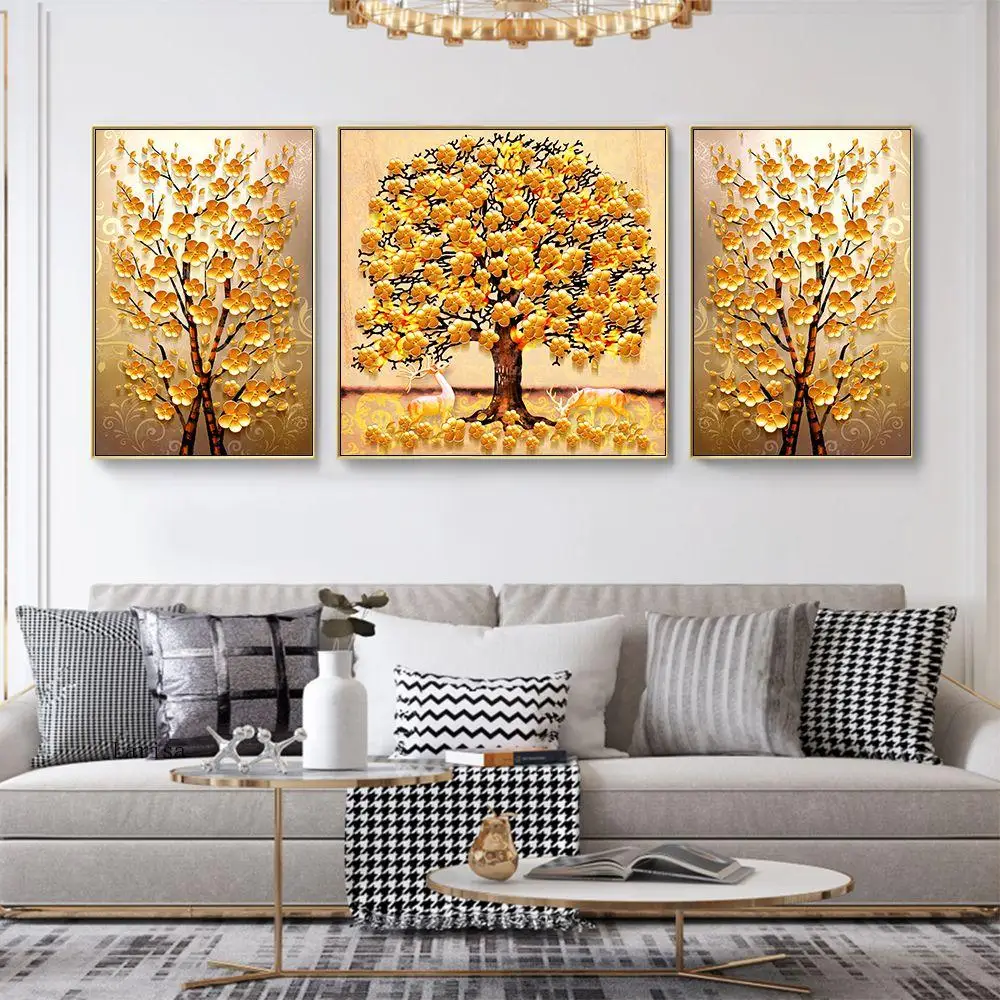 

Abstract Gold Leaves Tree Canvas Painting Art Poster and Print Modular Picture for Living Room Home Wall Decoration Mural