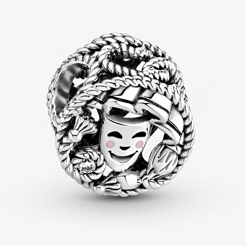 

2021 Spring Hot 925 Sterling Silver Bead Comedy & Tragedy Drama Masks Charm Fit Original Pandora Bracelets Women Jewelry Gift