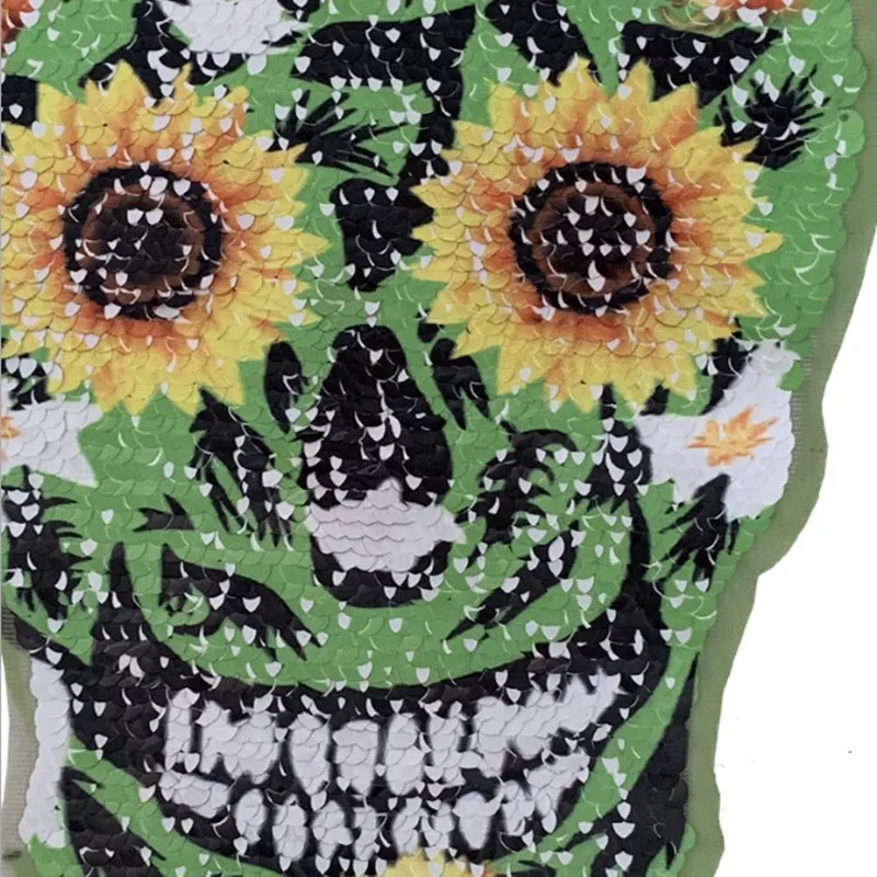 Раскладные бусины Подсолнух череп большие тканевые блестки вышитые печатные