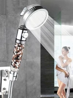 bathroom high pressure anion filter bath head 3 function spa shower head with switch onoff button rainfall water saving shower