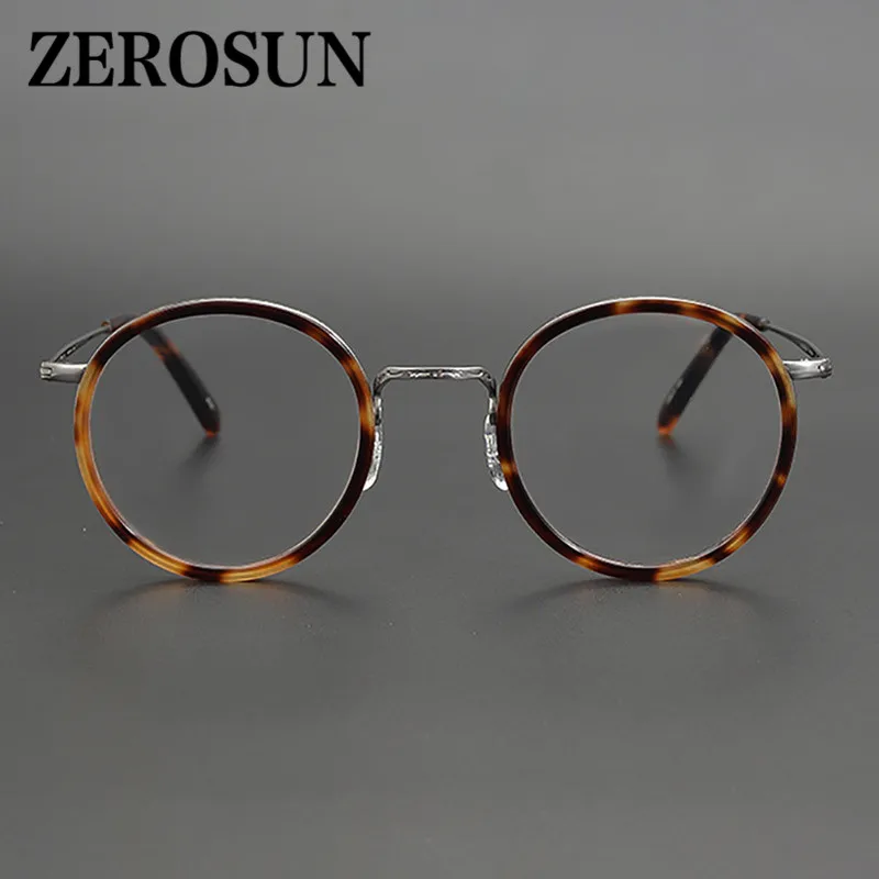 Zerosun круглые оправы для очков мужские маленькие титановые очки по рецепту