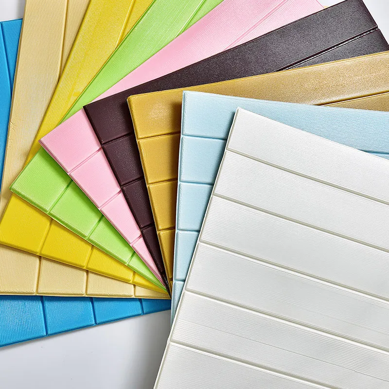 

DIY Self Adhesive 3D wooden Wall Stickers Living Room Decor Foam Waterproof Wall Covering Wallpaper Home TV Background Kids Room