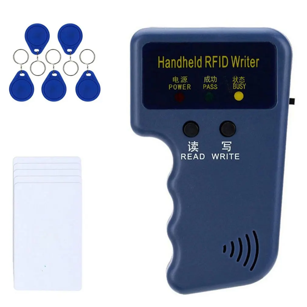 

Handheld 125KHz EM4100 RFID Copier Writer Duplicator Programmer Reader + EM4305 T5577 Rewritable ID Keyfobs Tags Card