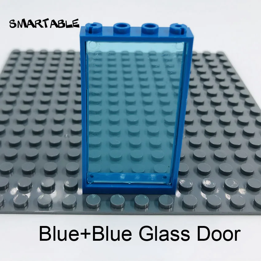 Blue with Blue Умная оконная дверная рама 1x4x6 строительные блоки MOC части со стеклянными игрушками для детей дом совместим все бренды город 20 шт./лот - Цвет: Blue with Blue