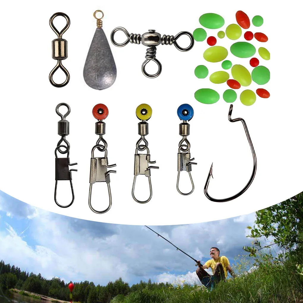 

160pcs/set Tackles Set Jig Hooks Beads Sinkers Weight Swivels Snaps Sliders Kit Angling Accessory Fishing Accessories