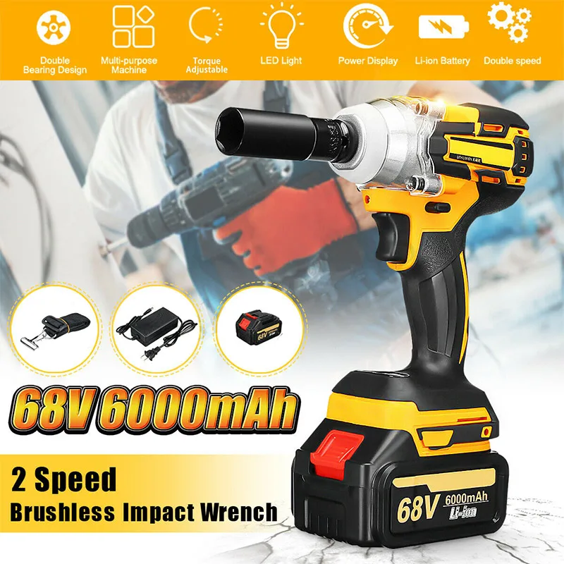 

Electric wrench set electric wrench battery brushless cordless drive hand drill car socket electric impact wrench 68V