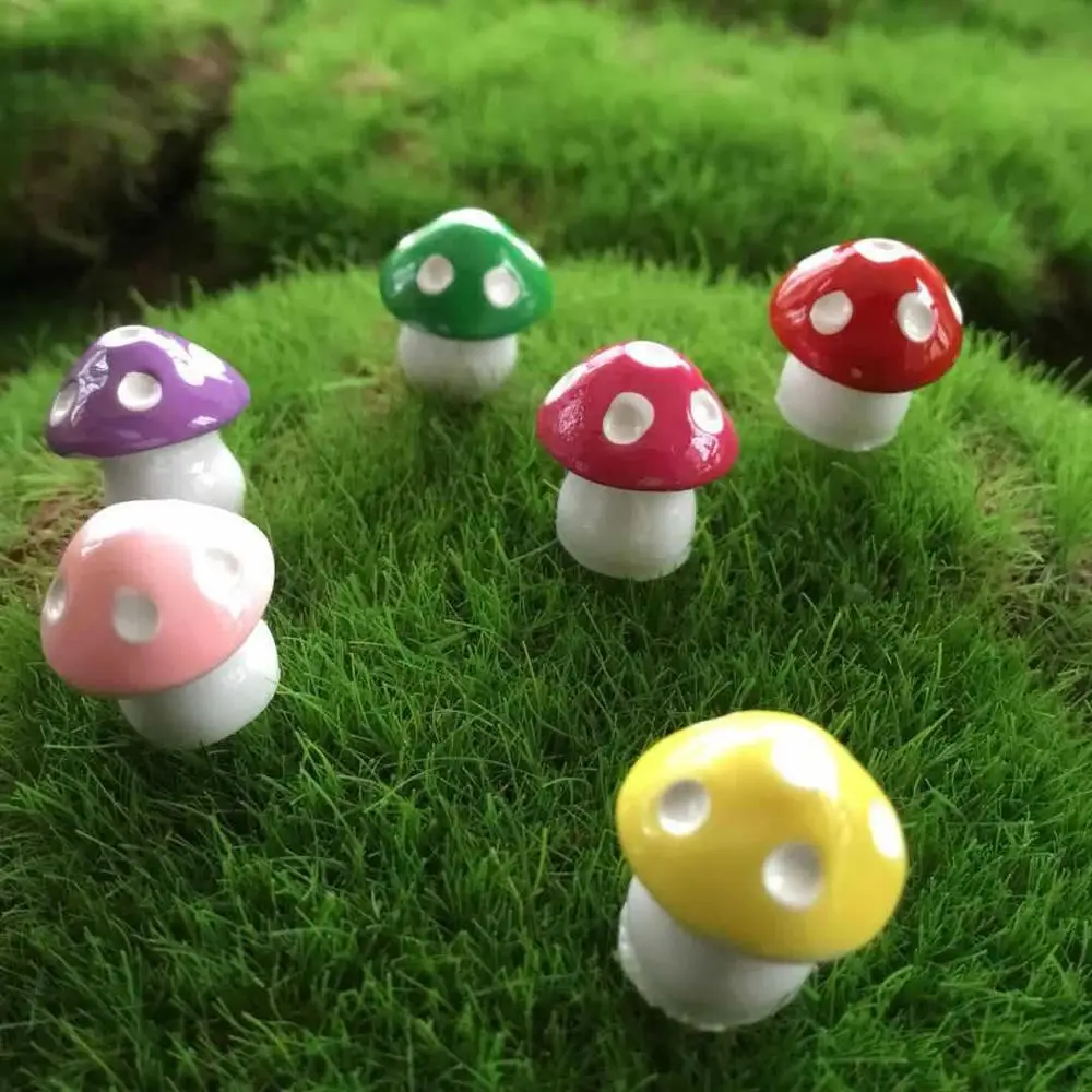 12 штук украшения для кукольного домика сказочный сад красочные маленькие грибы