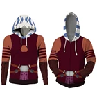 Осень-весна 2021, куртка, костюм Ahsoka Tano, толстовка на молнии с капюшоном в стиле Звездных Войн для мужчин и женщин, пуловер, свитшот, худи в стиле Харадзюку