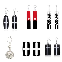 cosplay props hanafuda cross drop earrings for women fashion jewelry cross metal ball clothing accessories