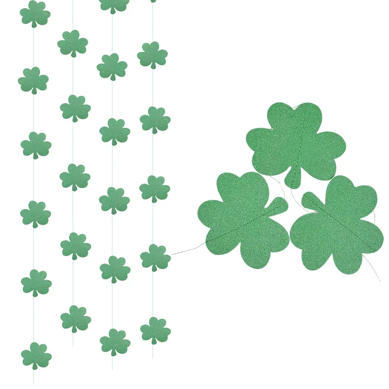 

1Pc Green Shamrock Banner Felt Garland St Patricks Day Decoration Irish Party Bunting Home Wedding Birthday Wall Hanging Decor