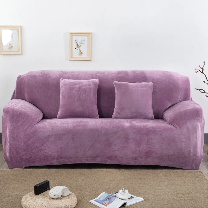 

Winter Sectional Sofa Cover for Living Room Soft Warm Coral Fleece Elastic Stretch Slipcovers Couch Cover L Shape 1/2/3/4 Seats