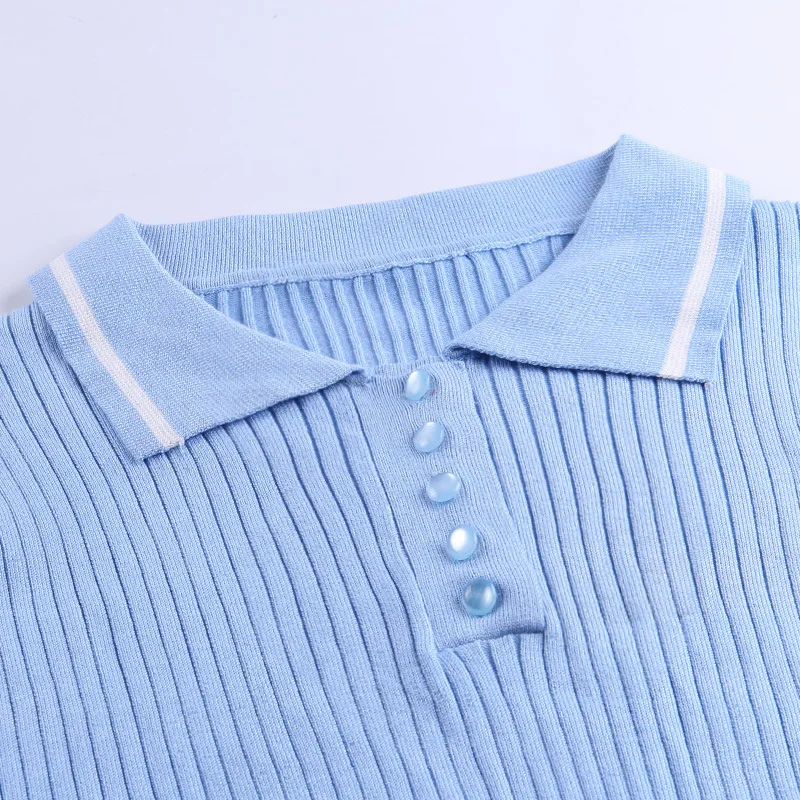 

intage Buttons Sexy Fashion - Collar Knit Set Women Short Sleee Summer Sweet Kawaii Harajuku Skirt 2-Piece Suit 2021 New