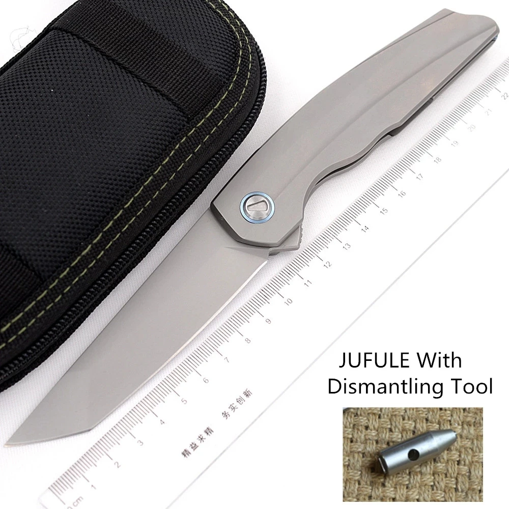 Титановая ручка JUFULE Real M390 RFT TC4 складное лезвие Керамический шарикоподшипник для