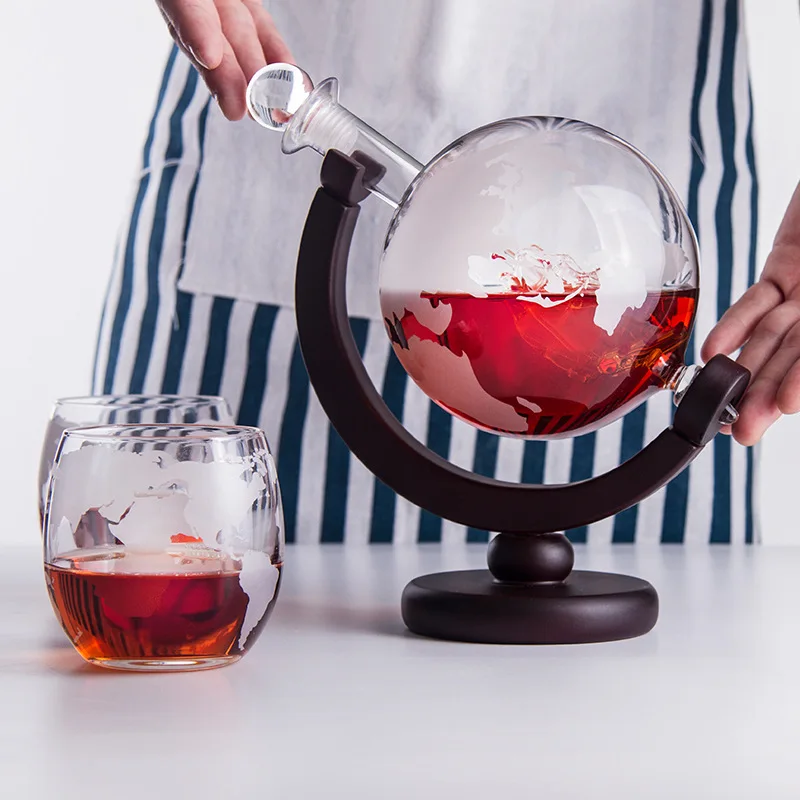 3pcs 900ML 300ML Glass Bar Set Creative Personality Globe Sailing Craft Wine Bottle For Whiskey Red Vodka Brandy | Дом и сад