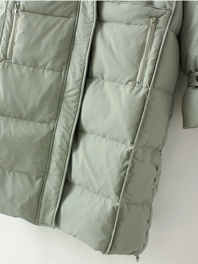 Женский длинный пуховик Fitaylor куртка на белом утином пуху с капюшоном и