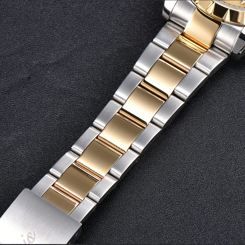 Casual Parnis White Dial Automatic Men's Watches Calendar Gold Silver Strap Mechanical Men Watch zegarek meski top luxury brand |