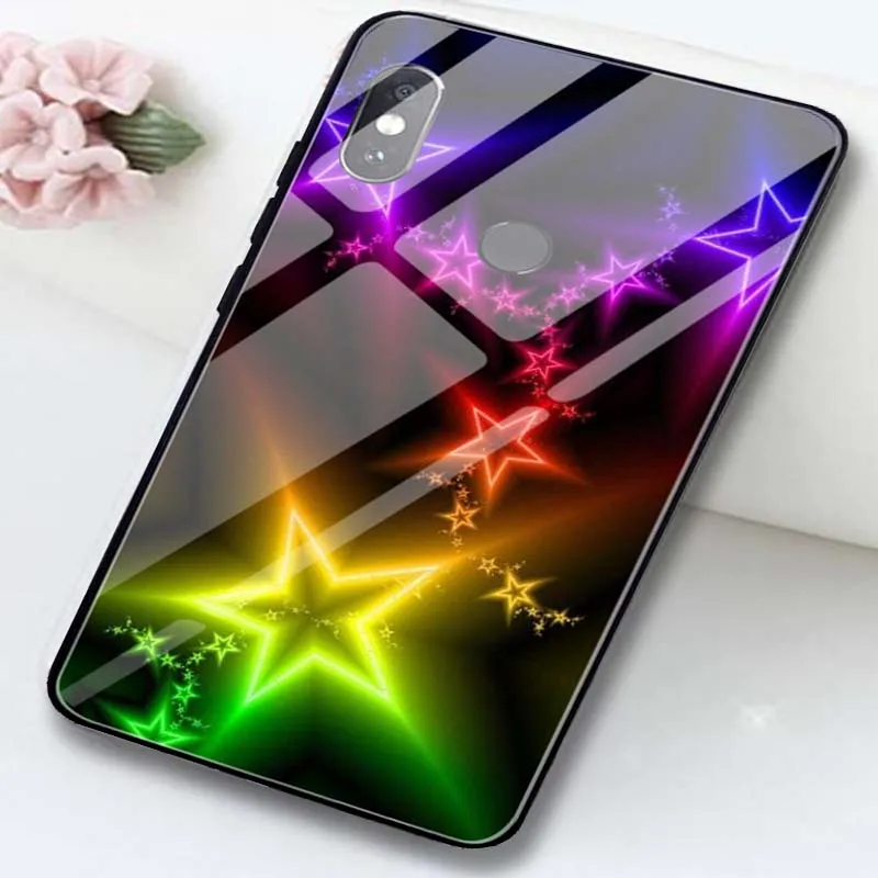 Tempered Glass Phone Cases for Xiaomi Redmi Note 4 4X 5 5A 6 7 7A 8 8A 9 9A 9C Plus Pro Capa Coque Funda Shiny Stars Twinkle | Мобильные