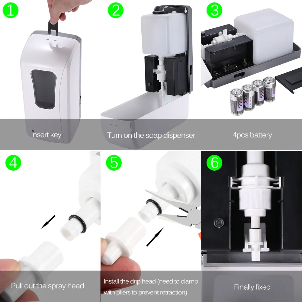 

Automatic Disinfection Machine Dual-use 1000ml Sprayer Soap Dispenser Hospital Office Alcohol Hand Sanitizer Dispenser Bottle