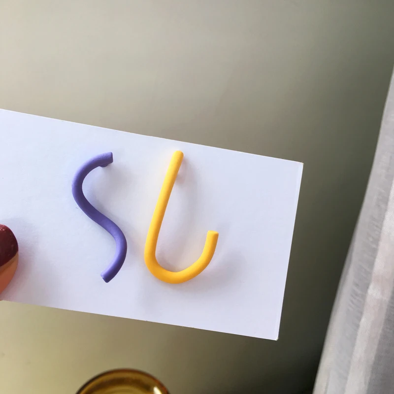 Женские серьги с иглами S925 фиолетово желтые геометрические ювелирные изделия